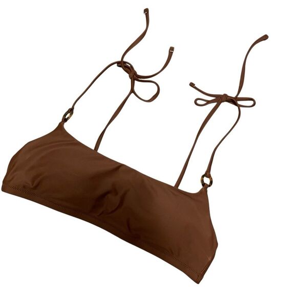 J. Crew Other - J.Crew O-ring Tie Shoulder Bikini Top Brown MED NWT
